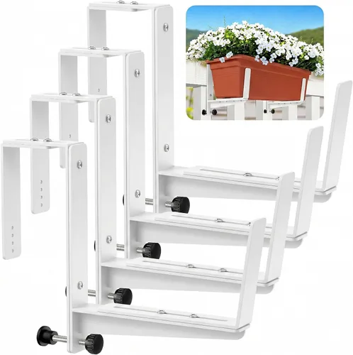 Miniatura 9 de VOXOR Soportes de caja de ventana, soportes ajustables para jardineras, soportes de hierro resistente para barandillas, con soporte inferior Negro