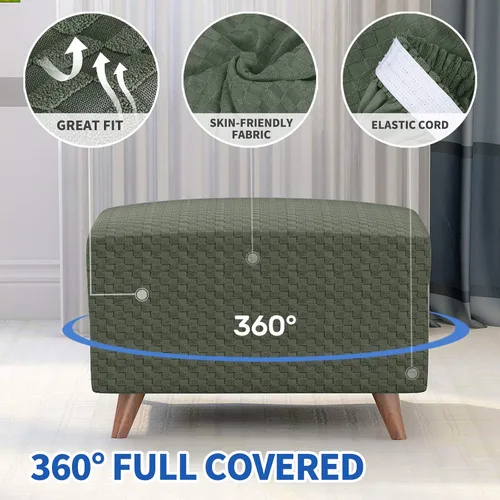 Miniatura 3 de MAXIJIN Fundas para otomano de jacquard, fundas protectoras para taburete plegable, protector de muebles, funda suave y gruesa rectangular