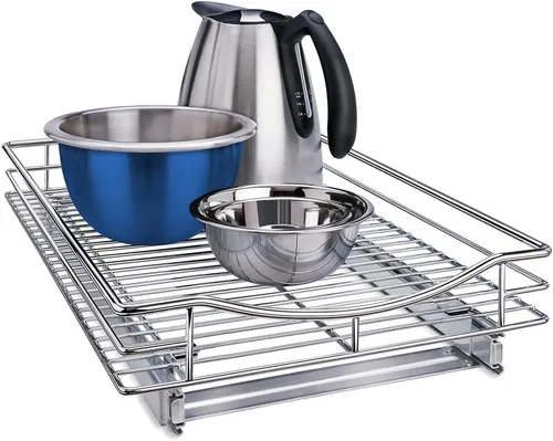 LYNK PROFESSIONAL® Organizador de gabinete extraíble, cajones deslizantes de 14 x 21 pulgadas para gabinetes de cocina - Estantes deslizantes Cromo