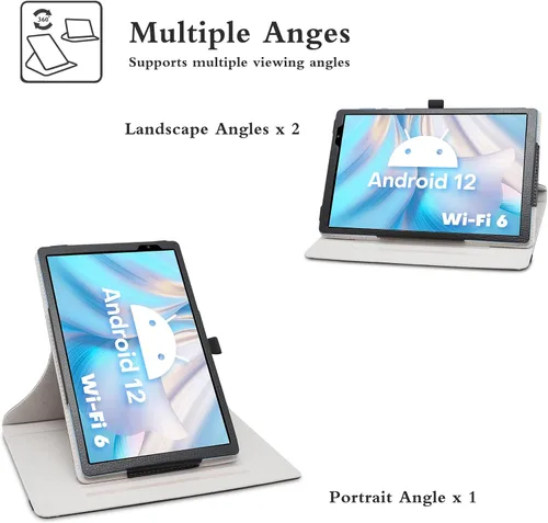 Miniatura 3 de Bige para tabletas TECLAST P26T/Vortex T10M Pro Plus de 10.1", soporte giratorio de 360 grados con cubierta de bonito patrón, color negro