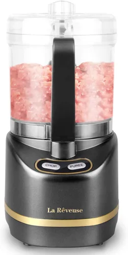 Miniatura 2 de La Reveuse Mini Procesador Eléctrico de Alimentos con 200 Vatios, Tazón de Preparación de 2 Tazas para Picar, Cortar, Moler, Mezclar, Puré