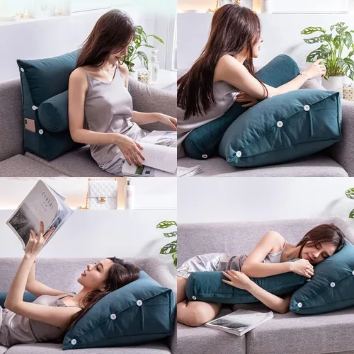 Miniatura 4 de Cojín triangular de cuña, almohada triangular de lectura, almohada de cuña trasera con almohada ajustable para el cuello, cojín de apoyo perfecto