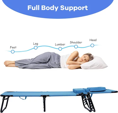 Miniatura 8 de GYMAX Sillón de playa, silla para tomar el sol, silla plegable ajustable reclinable con agujero para la cara