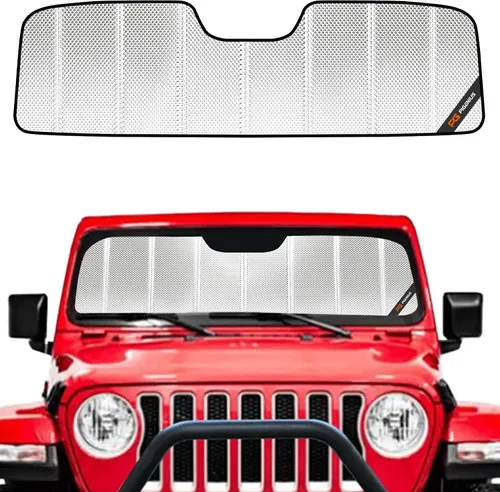 Miniatura 8 de Protección solar para parabrisas Pigenius para Jeep Wrangler JL 2018-2025, protector solar para ventana delantera Gladiator 2020-2025 - AstraGuard