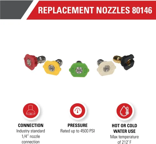 Miniatura 2 de Simpson Cleaning 80146 - Boquillas universales para lavadora a presión de 4500 PSI, conexión rápida de 1/4 pulgadas, compatible con agua fría