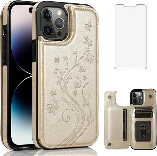 Miniatura 11 de Funda compatible con iPhone 15 Pro Max de 6.7 pulgadas con protector de pantalla de vidrio templado y tarjetero con soporte para tarjetero, funda