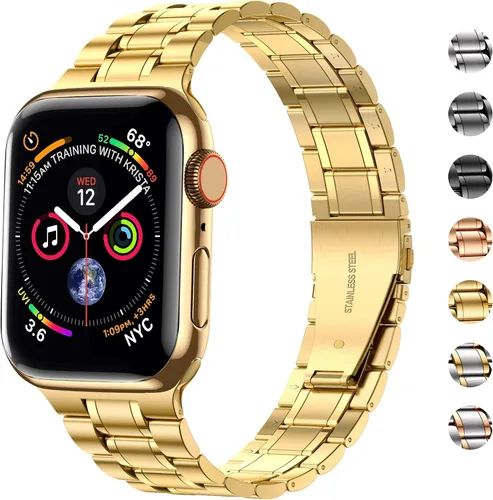 Miniatura 2 de MioHHR - Correa de acero inoxidable sólida compatible con Apple Watch de 1.5 pulgadas (Series 3/2/1) 1.6 pulgadas (Series SE/6/5/4) 1.61 pulgadas