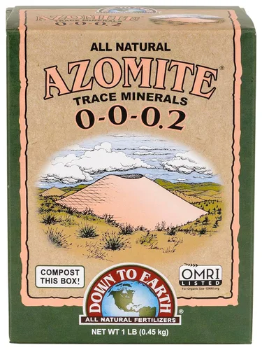 Down To Earth All Natural Fertilizers Polvo orgánico de azomita con minerales de traza - Minerales esenciales para mejorar el crecimiento de las