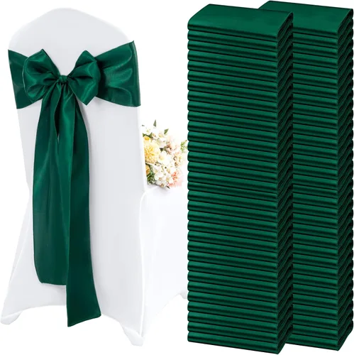 Miniatura 16 de 60 bandas de satén para silla, color burdeos, para fiestas, hoteles, bodas, recepciones, restaurantes y decoración de eventos (7 x 108 pulgadas)