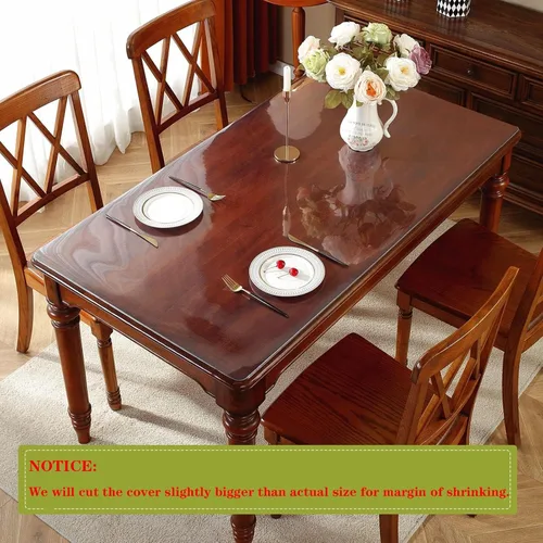 Miniatura 5 de Clear Table Cover Protector, 1.5mm Thick Waterproof, PVC Tablecloth Cover, Heat Resistance Table Cover Pad Mat, for Coffee Table, Dining Room Table