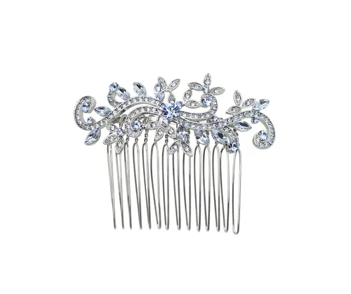 Miniatura 8 de Faship Precioso peine de pelo floral con diamantes de imitación AB