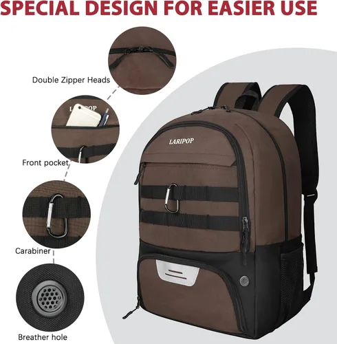 Miniatura 5 de LARIPOP Mochila de Fútbol, Bolsa de Fútbol con Soporte para Balón y Compartimento para Zapatos, Bolsas de Entrenamiento para Equipos Deportivos