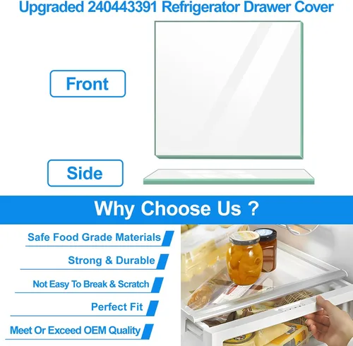Miniatura 6 de Actualizado 240443391 Reemplazo de estante de vidrio para refrigerador Frigidaire Electrolux Kenmore Cubierta de cajón de delicatessen Inserto