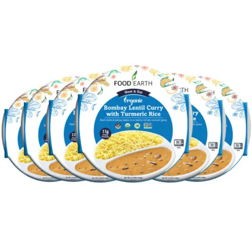 Miniatura 15 de Food Earth Paquete de cocina india listo para comer – Curry de lentejas partidas, curry de garbanzos con arroz al vapor y biryani de verduras