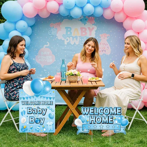 Miniatura 7 de 2 letreros de bienvenida para el patio del bebé, niño, color azul, para baby shower, patio, con estacas "It's a boy", letrero de bienvenida