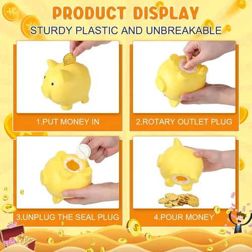 Miniatura 3 de Gerrii 9 hucha de plástico a granel para niños, caja de dinero de cerdo grande, irrompible, caja de ahorro para adultos, niñas, niños, Pascua