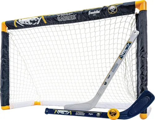 Miniatura 17 de Franklin Sports NHL - Juego de mini hockey para niños, portería de hockey sobre rodilla, pelota + 2 palos, juego de juguetes para interiores