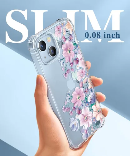 Miniatura 6 de GVIEWIN - Funda floral para iPhone 14 de 6.1 pulgadas, protector de pantalla + protector de lente de cámara, no se amarillenta, a prueba de golpes