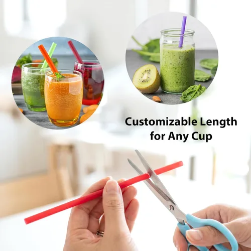 Miniatura 4 de Tomnk Paquete de 120 pajitas para batidos, pajitas de 10.3 pulgadas desechables, pajitas de plástico para batidos en varios colores brillantes