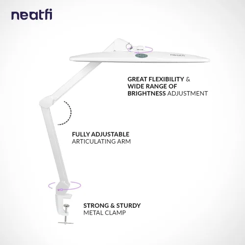 Miniatura 3 de Neatfi Lámpara de escritorio LED XL Cabeza de 20 pulgadas de ancho (blanco-2, CCT con abrazadera)