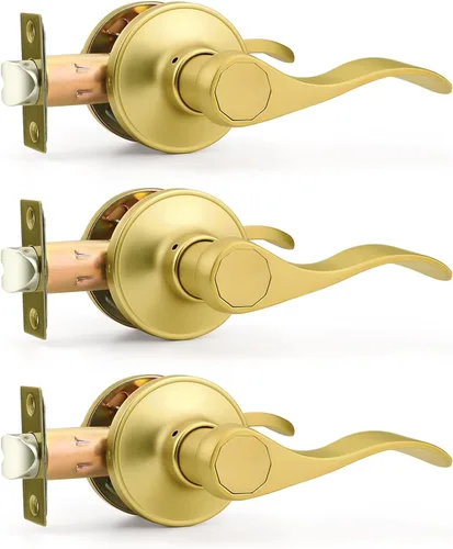 Miniatura 45 de Probrico - Paquete de 3 manijas de puerta de paso, asas de níquel satinado, sin llave, sin bloqueo, para puertas de interiores, pasillos y armario