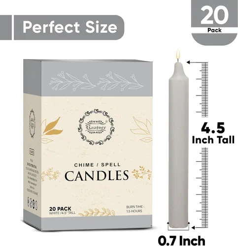 Miniatura 2 de Raajsee Paquete de 20 Mini Velas Cónicas Sin Perfume, Blanco 5 Pulgadas (Alto) Velas de Cena Sin Humo y Sin Goteo Cera de Parafina con Mechas