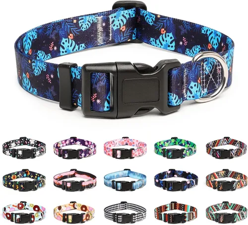 Miniatura 35 de Mercano Collar ajustable para perros - Diseños especiales con patrones, collar suave de nylon cómodo y resistente para perros pequeños, medianos