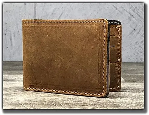 Miniatura 4 de Anthology Gear - Cartera minimalista de cuero de grano completo con soporte para púas de guitarra (tabaco)