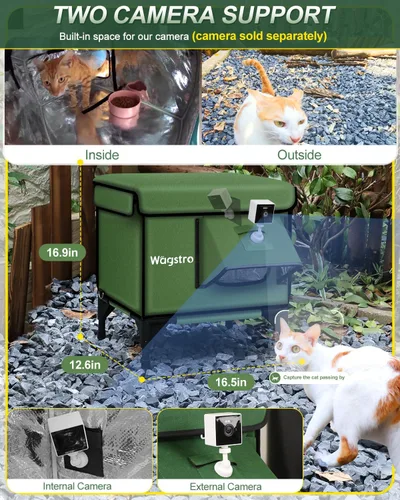 Miniatura 6 de Casa calefaccionada para gatos de exterior, casa calefaccionada aislada resistente a la intemperie para gatos de exterior con aleros impermeables