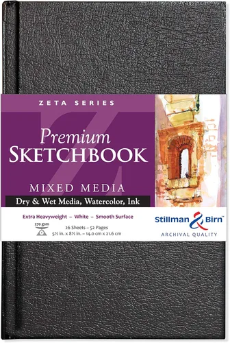 Stillman & Birn Zeta Series Cuaderno de bocetos de tapa dura, 5.5 x 8.5 pulgadas, 9.52 oz/m² (extra pesado), papel blanco, superficie lisa