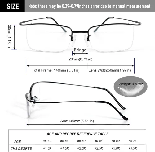 Miniatura 3 de DXYXYO Paquete de 2 lentes de lectura de metal con bloqueo de luz azul, para hombres y mujeres, ultra ligeros, medio marco