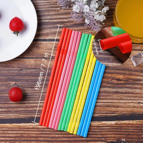 Miniatura 2 de 500 popotes flexibles de plástico desechables de colores (0.23 pulgadas de diámetro y 7.7 pulgadas de largo)