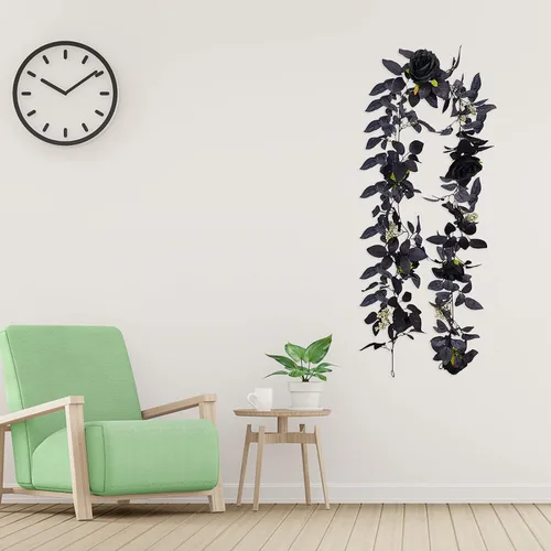 Miniatura 8 de TITA-DONG Adornos florales falsos de vid de rosas rojas de 70.9 pulgadas para colgar en la pared, plantas artificiales de vid de rosas, guirnalda