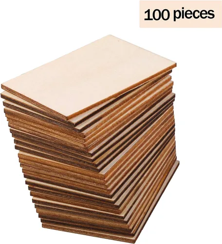 Miniatura 6 de Ruisita 100 piezas de 2 x 3 pulgadas, piezas de madera sin terminar, rectangulares en blanco, esquinas afiladas, hojas de madera para proyectos