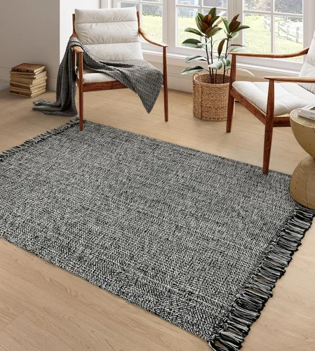 Miniatura 31 de Collive - Tapete de pasillo de cocina, 2 x 4.3 pies, tejido a mano, reversible, lavable, de algodón, color blanco/beige, para baño, pasillo