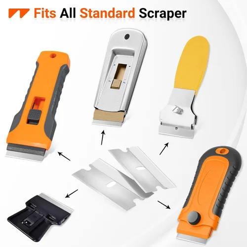 Miniatura 4 de WRAPXPERT Cuchillas de afeitar de un solo filo, paquete de 100 cuchillas de afeitar de un solo filo, hoja de acero inoxidable para herramienta