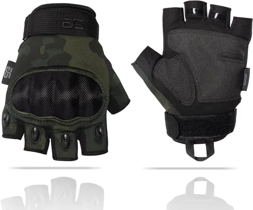 Miniatura 13 de Glove Station - Guantes tácticos de nudillos sin dedos para hombre - Guantes de motocicleta para tiro táctico, Airsoft, caza, trabajo policial