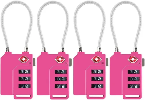 Miniatura 6 de TSA Lock - Candado de seguridad con combinación de 3 dígitos para maleta, bolsa de equipaje, candado con bloqueo de código (morado, paquete de 4)