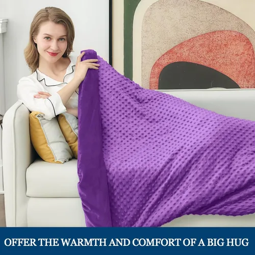 Miniatura 36 de Yescool - Manta con peso para adultos (15 libras, 60 x 80 pulgadas, azul), manta de enfriamiento pesada para dormir, 140-160 libras, manta