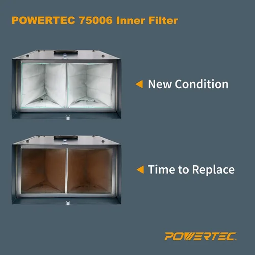 Miniatura 4 de POWERTEC Sistema de filtración de aire de control remoto de 3 velocidades (300/350/400 CFM) con filtro interior y exterior adicional