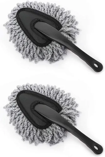 MoKo Plumero para automóvil, paquete de 2 cepillos de microfibra súper suave, juego de cepillos para detalles de salpicadero, limpieza interior y