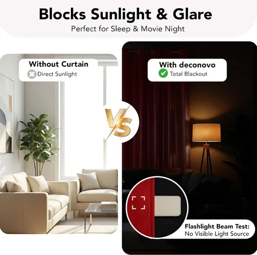 Miniatura 4 de Deconovo cortinas blackout 100 % con forro totalmente negro con aislamiento térmico de doble capa, oscurecimiento de la habitación, ahorro