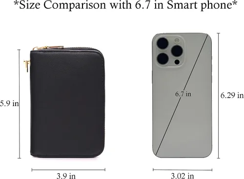 Miniatura 6 de LOVESOME Cartera de mujer con cremallera pequeña, doble cremallera, doble compartimento con muñequera y correa para la muñeca