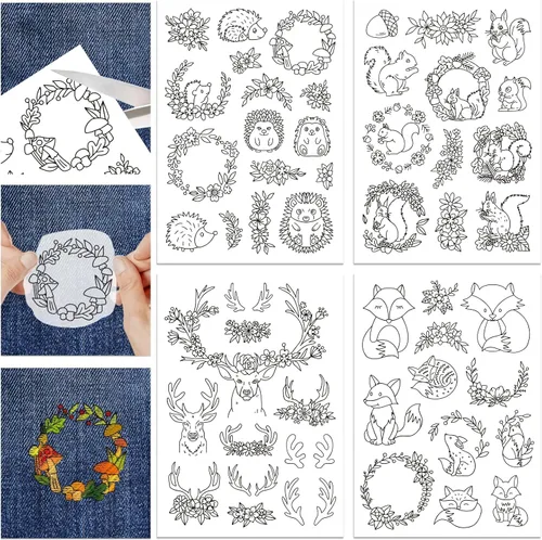 Miniatura 8 de GLOBLELAND Estabilizador soluble en agua de dibujos animados, 4 hojas de dibujos animados, estabilizador de costura a mano, patrones de bordado