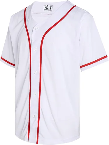 Miniatura 10 de Pullonsy Camiseta de béisbol en blanco para hombres y mujeres, camisas de manga corta con botones completos, hip hop, hipster, uniformes deportivos