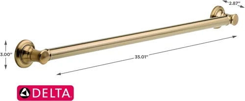 Miniatura 3 de Delta Faucet - Barra de seguridad tradicional para baño, 18 pulgadas, acero inoxidable, modelo 41618-SS, 41636-CZ Bronce champán