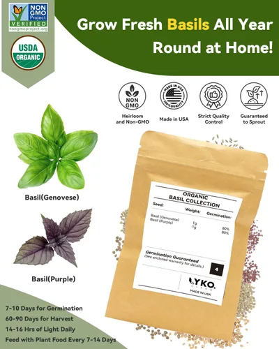 Miniatura 2 de Hydroponics - Vaina de semillas con albahaca genovesa y albahaca morada, kit completo de 8 cápsulas con esponja, canasta, cúpula, etiqueta