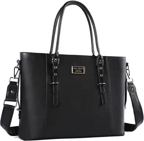Miniatura 23 de MOSISO Bolso de mano de piel sintética para laptop para mujer (15-16 pulgadas), impermeable, de gran capacidad, maletín de trabajo de negocios