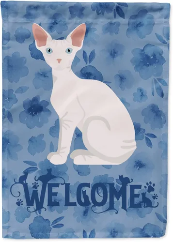 Miniatura 33 de Caroline's Treasures CK5047CHF Ojos Azules - Bandera de bienvenida con diseño de gato para casa de porche, grande, para colgar en la pared