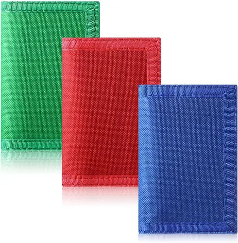 Miniatura 2 de Weewooday Carteras de 3 piezas para niños y niñas de 6 a 18 años, billeteras de lona triples con adhesivo y bolsillo con cremallera para niños